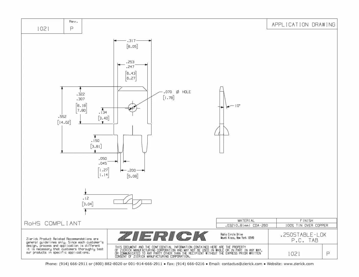 PRESS FIT 6.35MM TAB, SERIES 6021