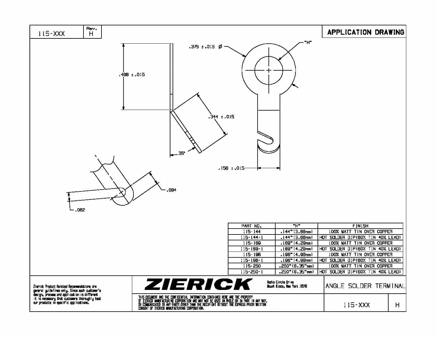 35 Degree Bend, Series 115-XXX