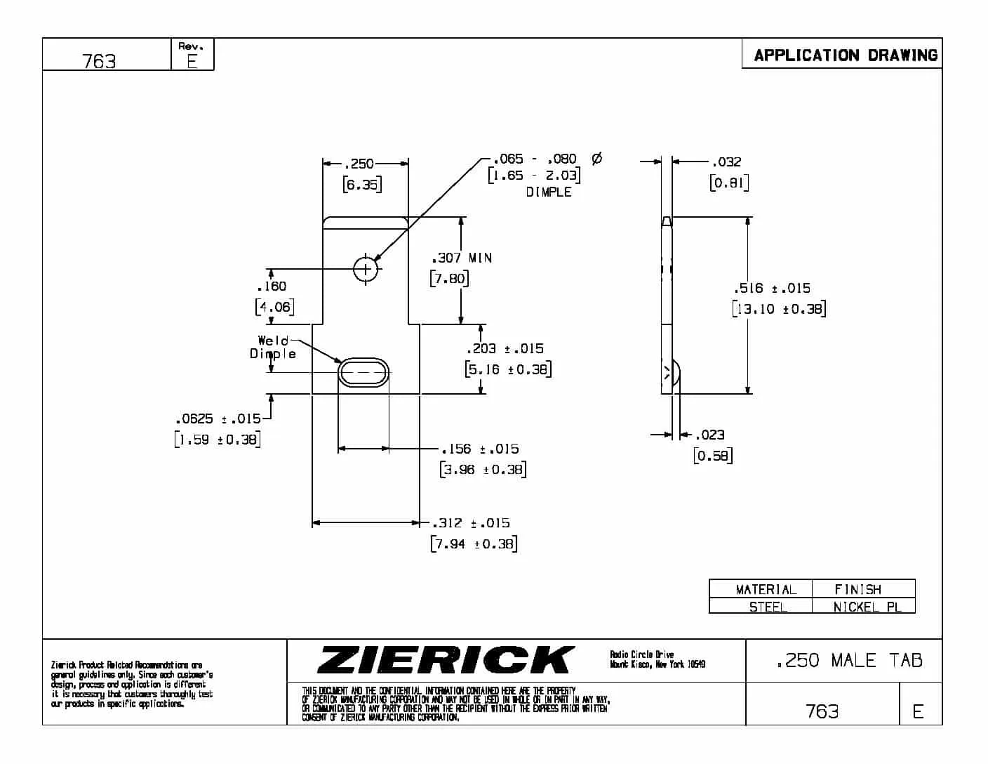 .250″ (6.35mm), PN 763
