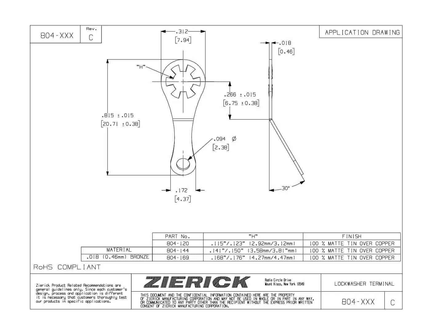 30 Degrees, PN 804-XXX