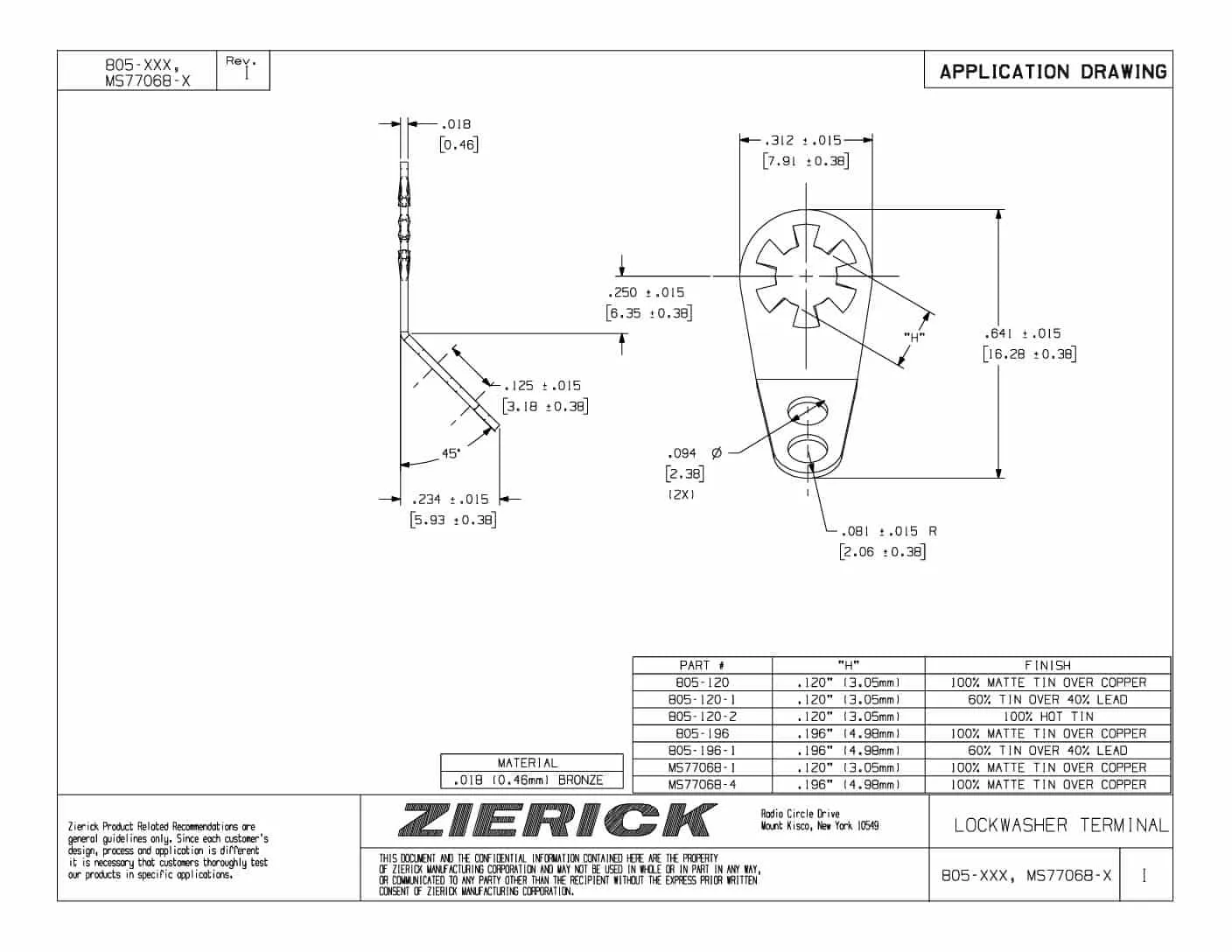45 Degrees, PN 805-XXX