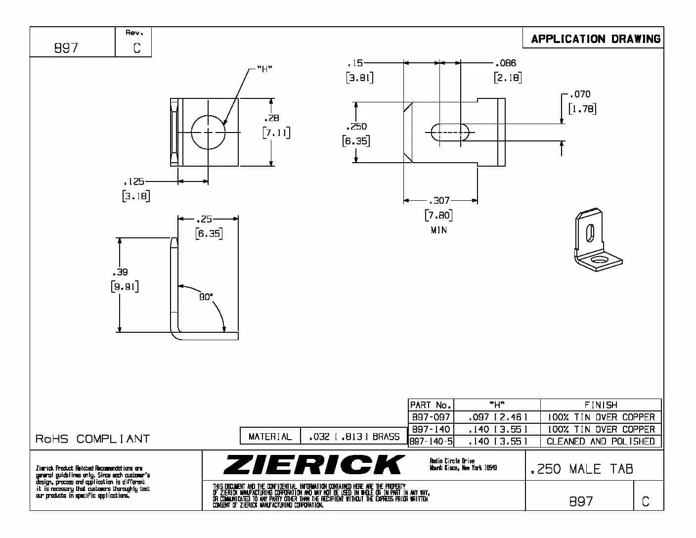 .250″ (6.35mm), PN 897-140