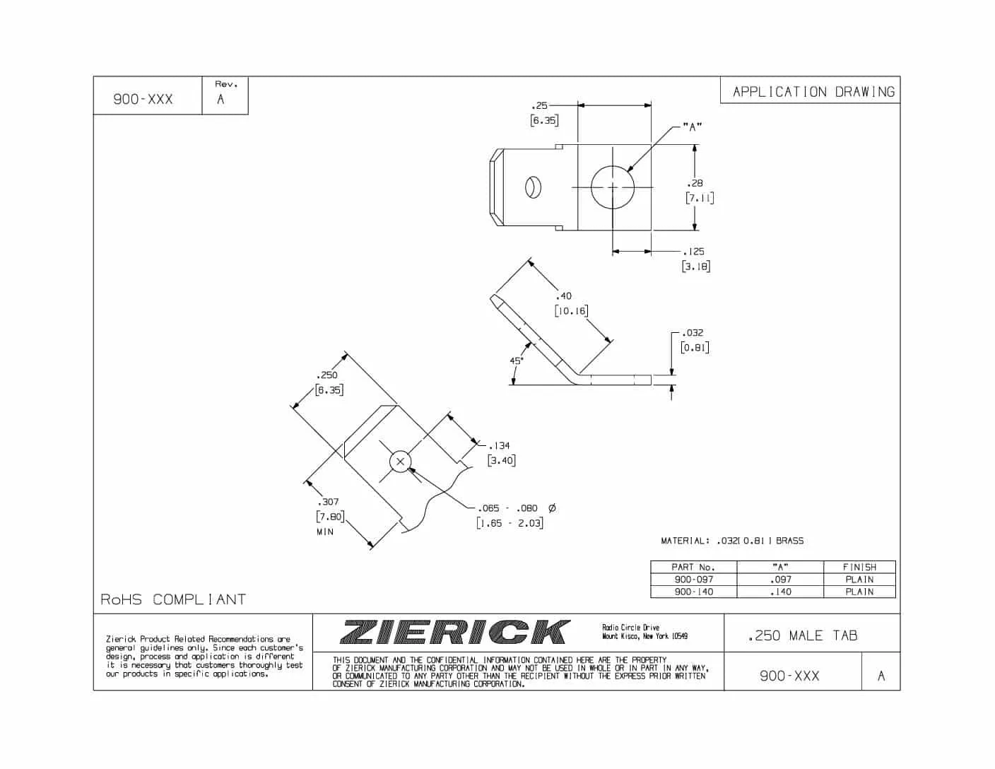 .250″ (6.35mm), PN 900-140
