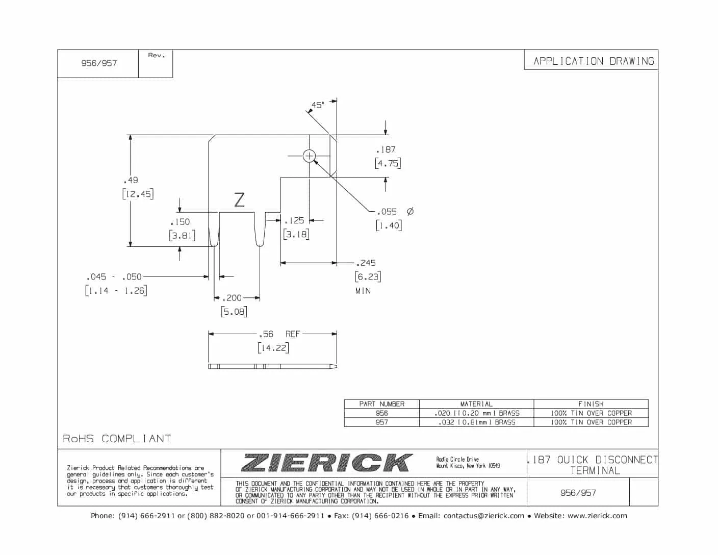 PRESS FIT 187 FASTON TAB, SERIES 956