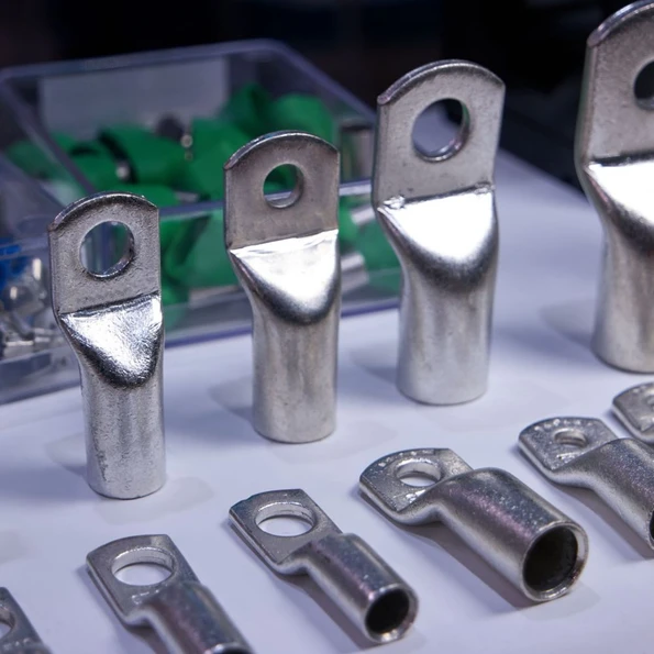 Steel machinery components with holes. Steel machinery components with holes. Close up.