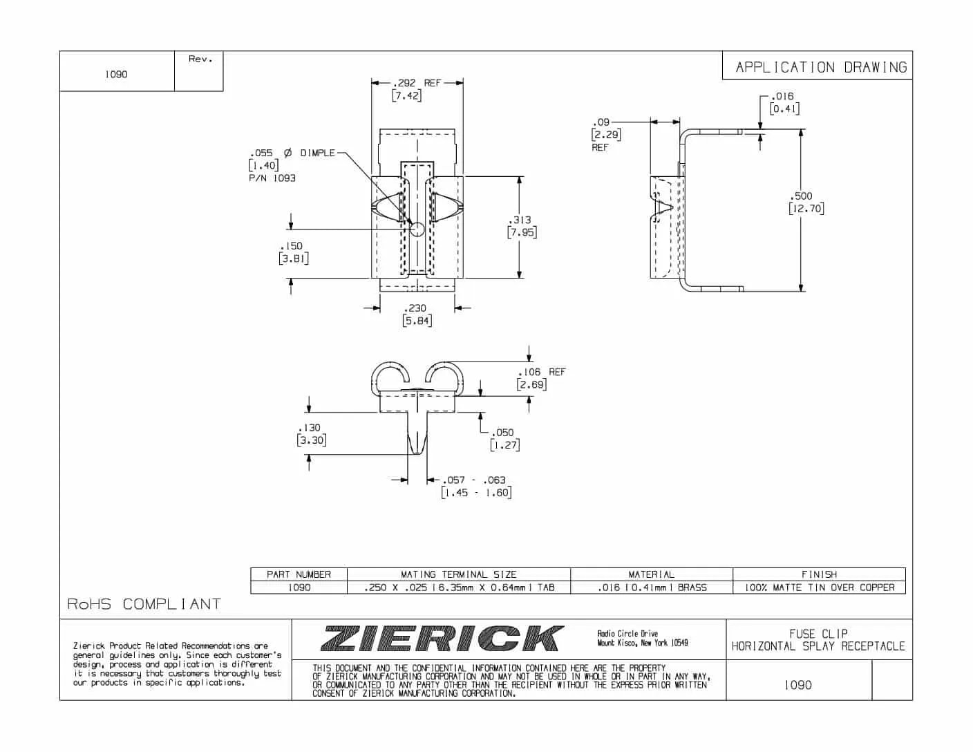 For .250″ x .025″ Tab