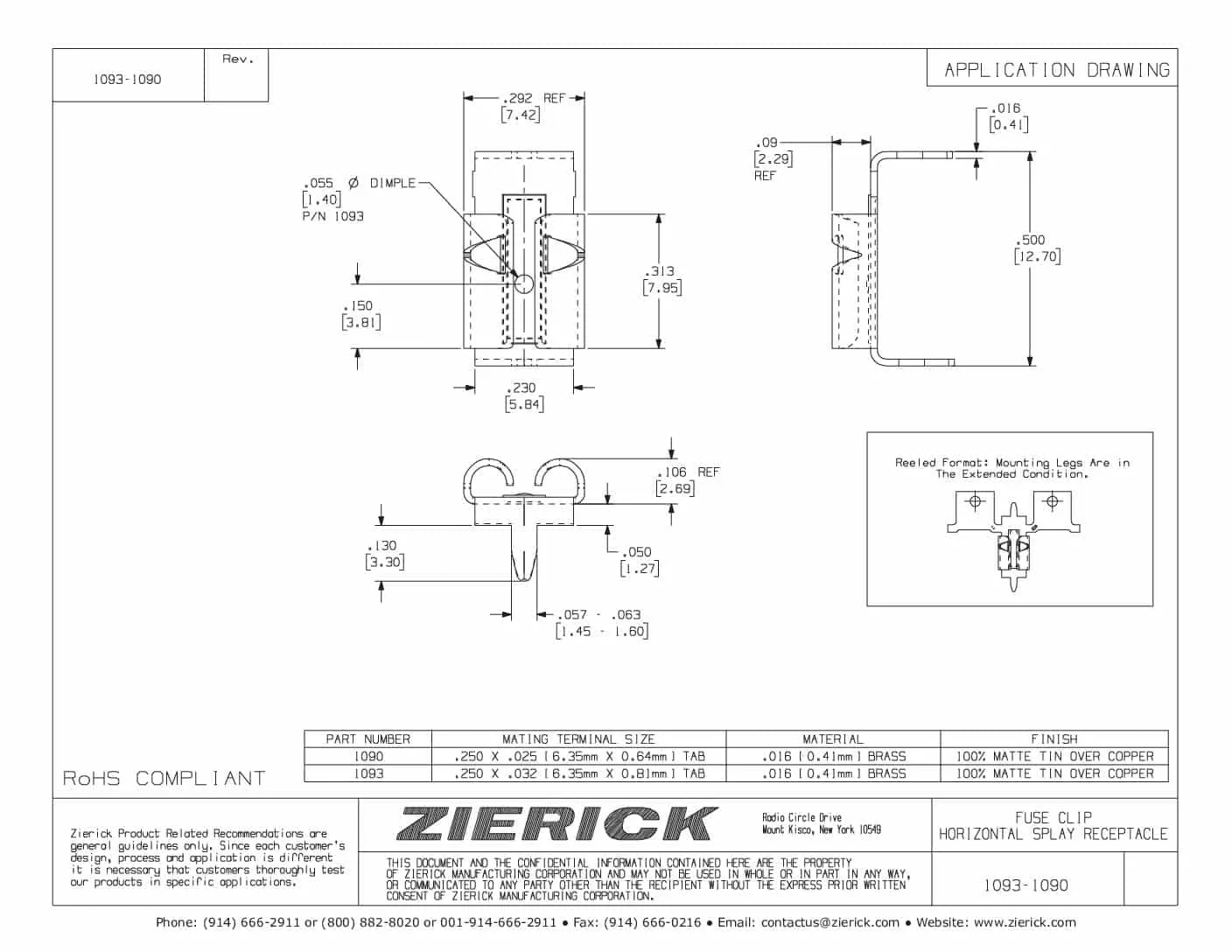 For .250″ x .032″ Tab