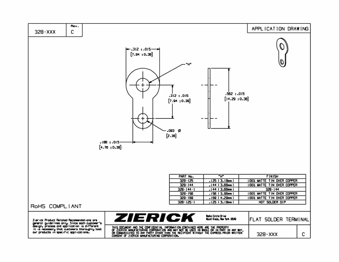 .582″ LONG SOLDER LUG TERMINAL CONNECTOR