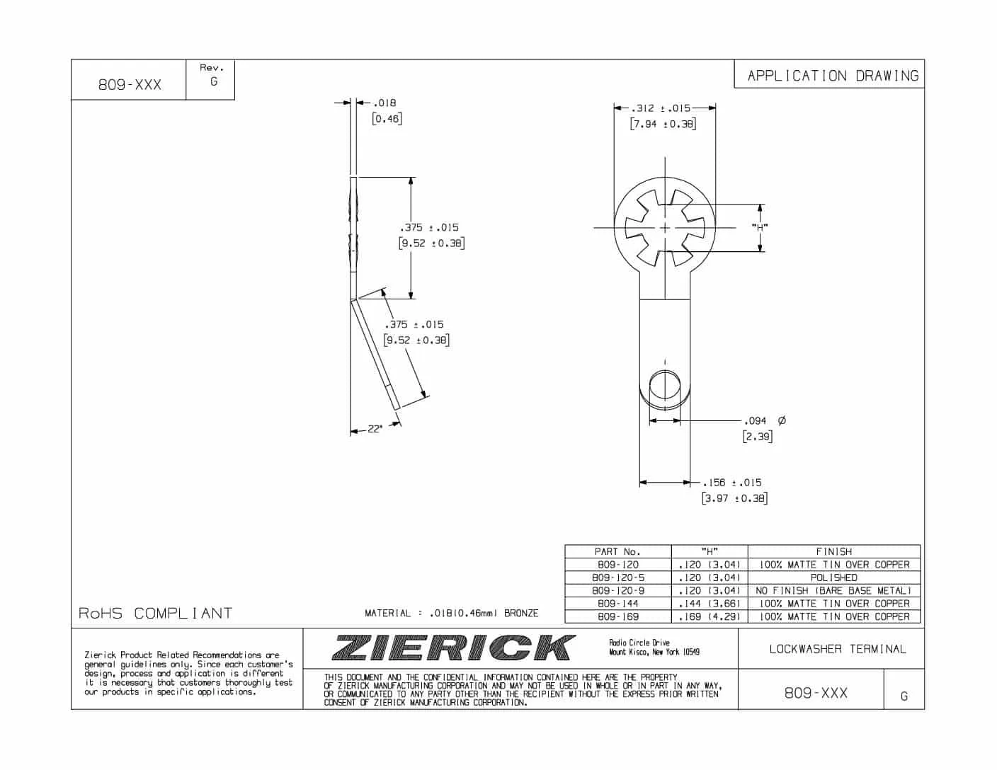 22 Degrees, PN 809-XXX